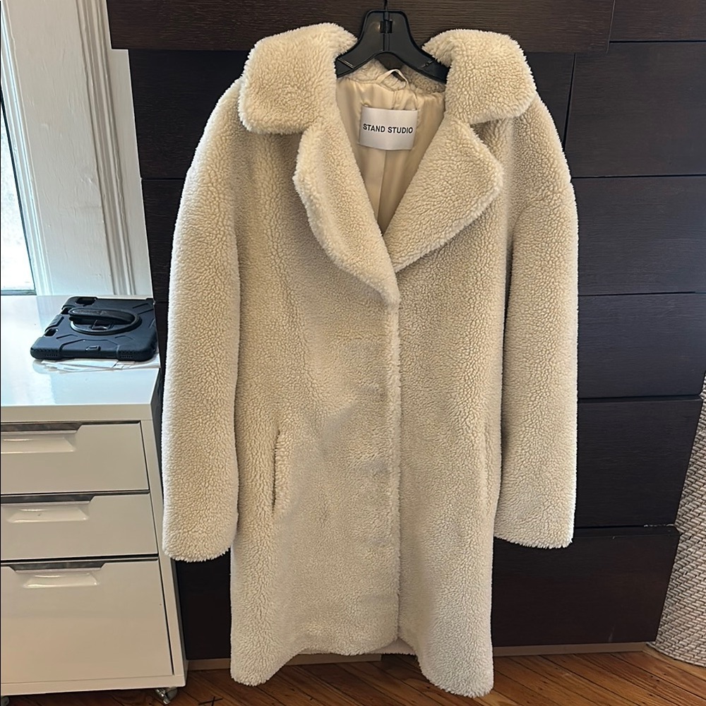 Stand Studio Women's Cream Teddy Coat
